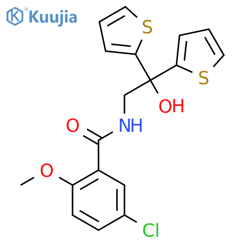 5-chloro-N-2-hydroxy-2,2-bis(thiophen-2-yl)ethyl-2-methoxybenzamide structure