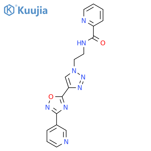 N-(2-{4-[3-(pyridin-3-yl)-1,2,4-oxadiazol-5-yl]-1H-1,2,3-triazol-1-yl}ethyl)pyridine-2-carboxamide structure