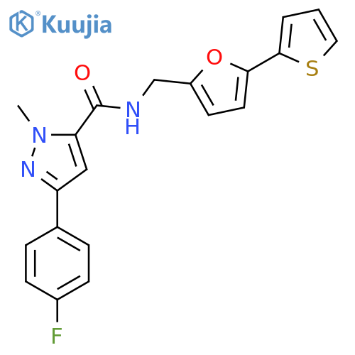 3-(4-fluorophenyl)-1-methyl-N-{5-(thiophen-2-yl)furan-2-ylmethyl}-1H-pyrazole-5-carboxamide structure