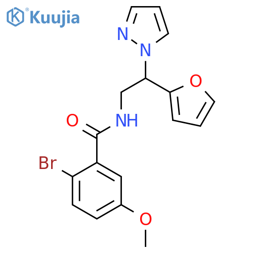 2-bromo-N-2-(furan-2-yl)-2-(1H-pyrazol-1-yl)ethyl-5-methoxybenzamide structure