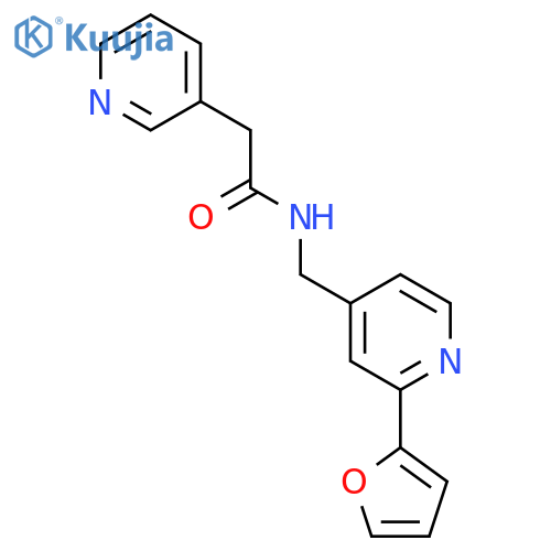 N-{[2-(furan-2-yl)pyridin-4-yl]methyl}-2-(pyridin-3-yl)acetamide structure
