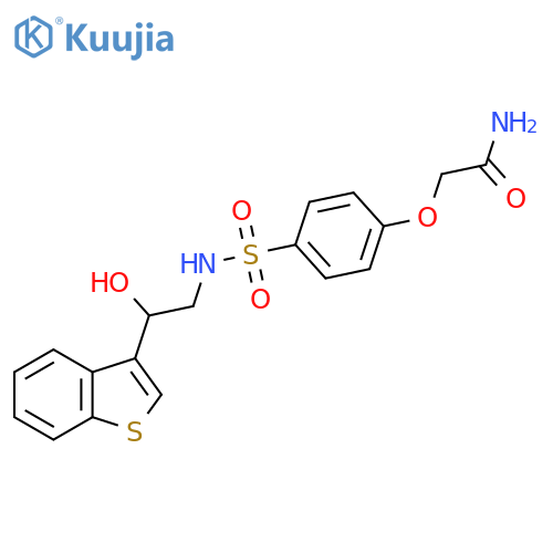 2-(4-{[2-(1-benzothiophen-3-yl)-2-hydroxyethyl]sulfamoyl}phenoxy)acetamide structure