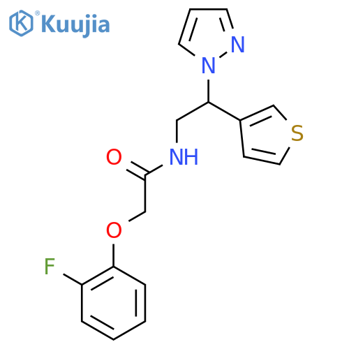 2-(2-fluorophenoxy)-N-[2-(1H-pyrazol-1-yl)-2-(thiophen-3-yl)ethyl]acetamide structure
