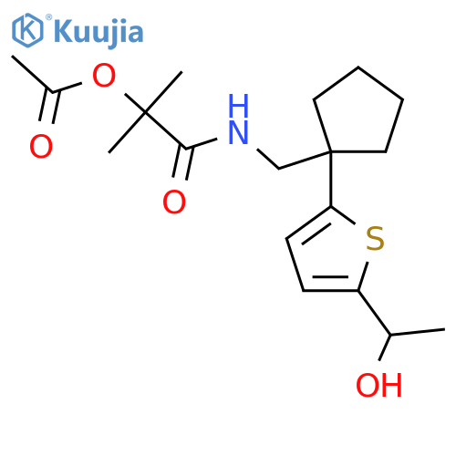 1-[({1-[5-(1-hydroxyethyl)thiophen-2-yl]cyclopentyl}methyl)carbamoyl]-1-methylethyl acetate structure