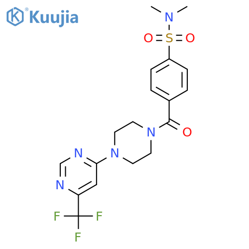 N,N-dimethyl-4-{4-[6-(trifluoromethyl)pyrimidin-4-yl]piperazine-1-carbonyl}benzene-1-sulfonamide structure