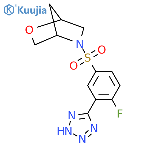 5-[4-fluoro-3-(1H-1,2,3,4-tetrazol-5-yl)benzenesulfonyl]-2-oxa-5-azabicyclo[2.2.1]heptane structure