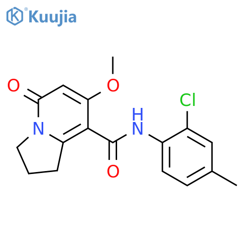 N-(2-chloro-4-methylphenyl)-7-methoxy-5-oxo-1,2,3,5-tetrahydroindolizine-8-carboxamide structure
