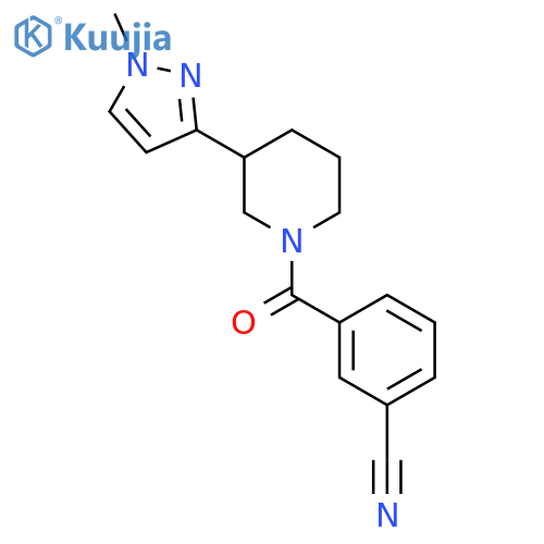 3-3-(1-methyl-1H-pyrazol-3-yl)piperidine-1-carbonylbenzonitrile structure