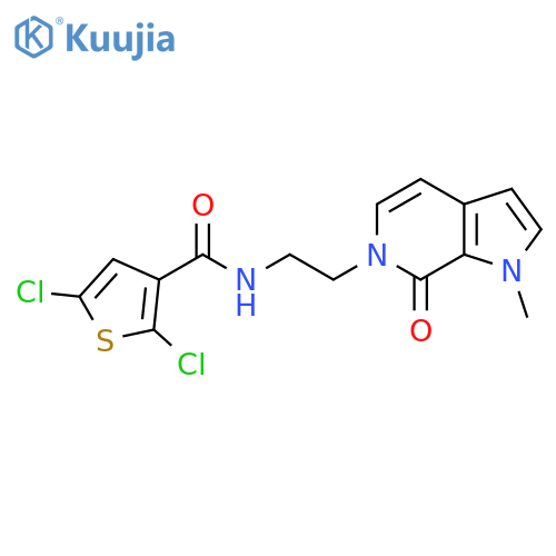 2,5-dichloro-N-(2-{1-methyl-7-oxo-1H,6H,7H-pyrrolo[2,3-c]pyridin-6-yl}ethyl)thiophene-3-carboxamide structure