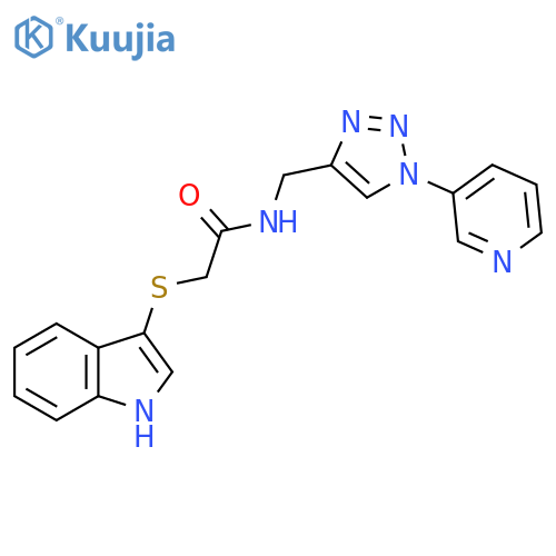 2-(1H-indol-3-ylsulfanyl)-N-{[1-(pyridin-3-yl)-1H-1,2,3-triazol-4-yl]methyl}acetamide structure