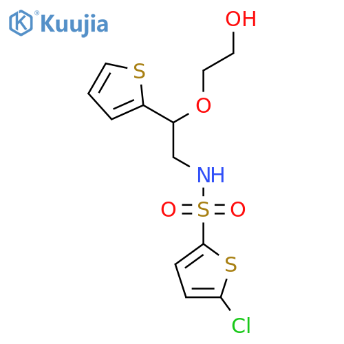2-2-(5-chlorothiophene-2-sulfonamido)-1-(thiophen-2-yl)ethoxyethan-1-ol structure