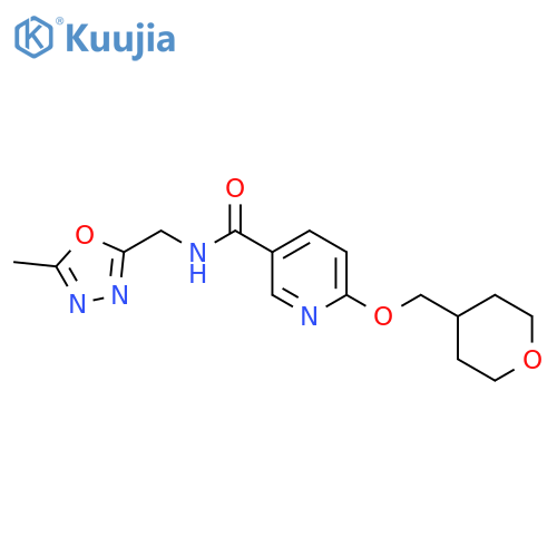 N-[(5-methyl-1,3,4-oxadiazol-2-yl)methyl]-6-(oxan-4-ylmethoxy)pyridine-3-carboxamide structure