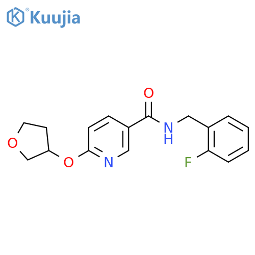 N-(2-fluorobenzyl)-6-((tetrahydrofuran-3-yl)oxy)nicotinamide structure