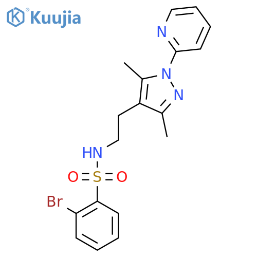 2-bromo-N-{2-[3,5-dimethyl-1-(pyridin-2-yl)-1H-pyrazol-4-yl]ethyl}benzene-1-sulfonamide structure