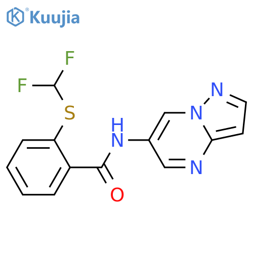 2-[(difluoromethyl)sulfanyl]-N-{pyrazolo[1,5-a]pyrimidin-6-yl}benzamide structure