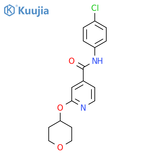 N-(4-chlorophenyl)-2-((tetrahydro-2H-pyran-4-yl)oxy)isonicotinamide structure