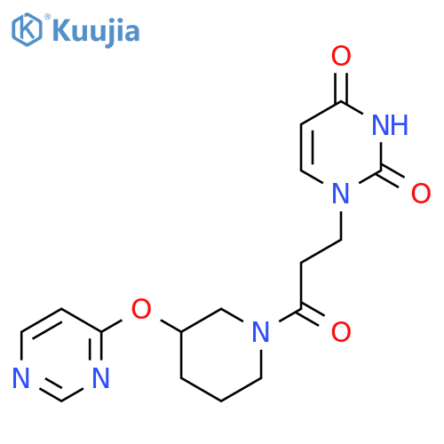 1-{3-oxo-3-[3-(pyrimidin-4-yloxy)piperidin-1-yl]propyl}-1,2,3,4-tetrahydropyrimidine-2,4-dione structure