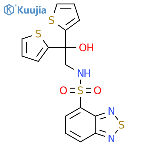 N-[2-hydroxy-2,2-bis(thiophen-2-yl)ethyl]-2,1,3-benzothiadiazole-4-sulfonamide structure