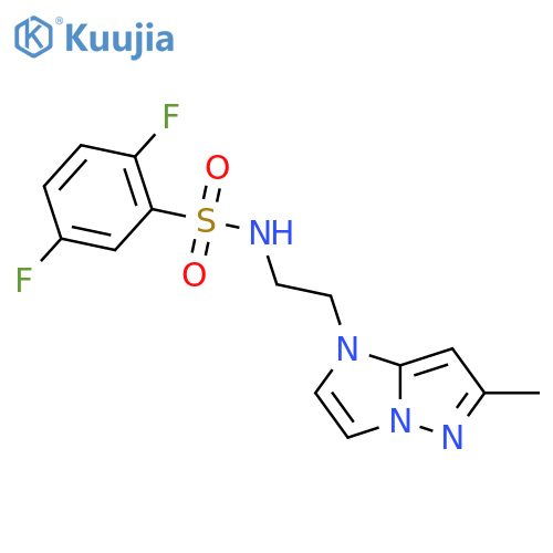2,5-difluoro-N-(2-{6-methyl-1H-pyrazolo1,5-aimidazol-1-yl}ethyl)benzene-1-sulfonamide structure