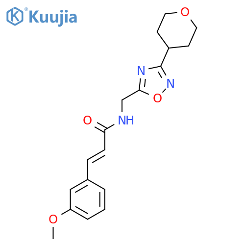 (2E)-3-(3-methoxyphenyl)-N-{[3-(oxan-4-yl)-1,2,4-oxadiazol-5-yl]methyl}prop-2-enamide structure
