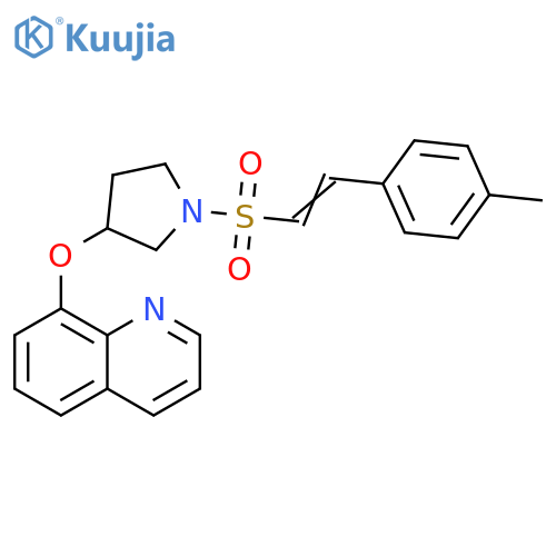 Quinoline, 8-[[1-[[2-(4-methylphenyl)ethenyl]sulfonyl]-3-pyrrolidinyl]oxy]- structure
