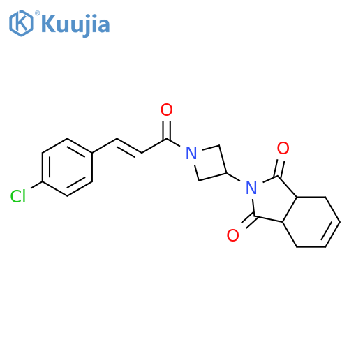 2-[1-[(E)-3-(4-chlorophenyl)prop-2-enoyl]azetidin-3-yl]-3a,4,7,7a-tetrahydroisoindole-1,3-dione structure