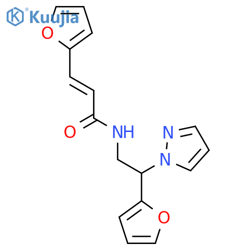 (2E)-3-(furan-2-yl)-N-[2-(furan-2-yl)-2-(1H-pyrazol-1-yl)ethyl]prop-2-enamide structure