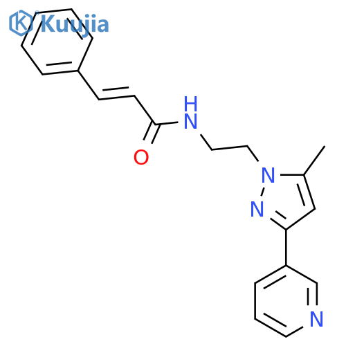 (2E)-N-{2-5-methyl-3-(pyridin-3-yl)-1H-pyrazol-1-ylethyl}-3-phenylprop-2-enamide structure