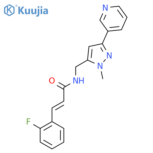 (2E)-3-(2-fluorophenyl)-N-{1-methyl-3-(pyridin-3-yl)-1H-pyrazol-5-ylmethyl}prop-2-enamide structure
