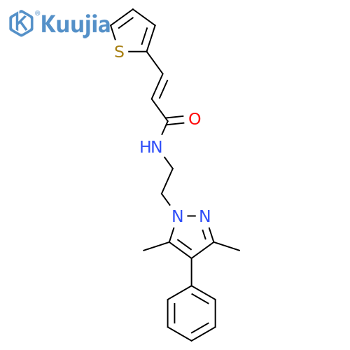 (2E)-N-[2-(3,5-dimethyl-4-phenyl-1H-pyrazol-1-yl)ethyl]-3-(thiophen-2-yl)prop-2-enamide structure