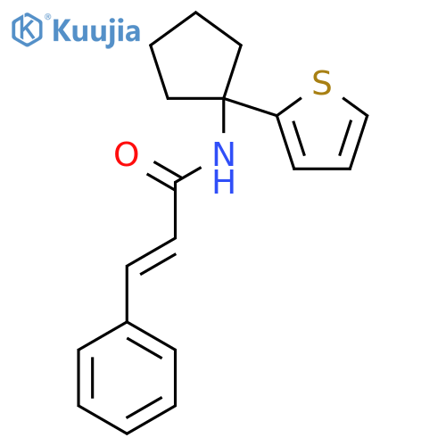 (2E)-3-phenyl-N-1-(thiophen-2-yl)cyclopentylprop-2-enamide structure
