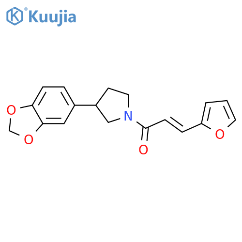 (2E)-1-[3-(2H-1,3-benzodioxol-5-yl)pyrrolidin-1-yl]-3-(furan-2-yl)prop-2-en-1-one structure