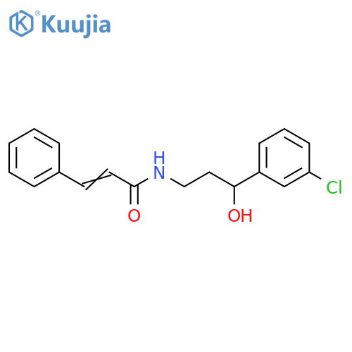 (2E)-N-3-(3-chlorophenyl)-3-hydroxypropyl-3-phenylprop-2-enamide structure