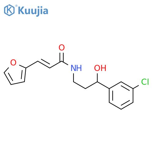 (2E)-N-[3-(3-chlorophenyl)-3-hydroxypropyl]-3-(furan-2-yl)prop-2-enamide structure