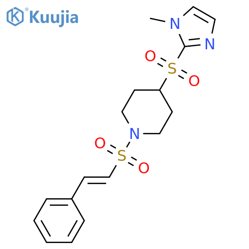 4-[(1-methyl-1H-imidazol-2-yl)sulfonyl]-1-[(E)-2-phenylethenesulfonyl]piperidine structure