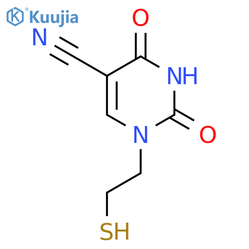 1-(2-mercaptoethyl)-2,4-dioxo-1,2,3,4-tetrahydropyrimidine-5-carbonitrile structure