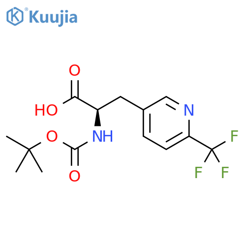 (2R)-2-(tert-butoxycarbonylamino)-3-[6-(trifluoromethyl)-3-pyridyl]propanoic acid structure
