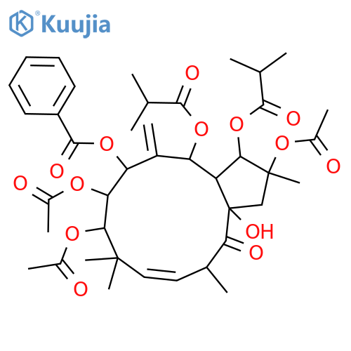 2,3,5,7,8,9,15-Heptahydroxy-6(17),11-jatrophadien-14-one; (2α,3β,5α,7β,8α,9α,11E,13β,15β)-form, 7-Benzoyl, 3,5-bis-O-(2-methylpropanoyl), 2,8,9-tri-Ac structure