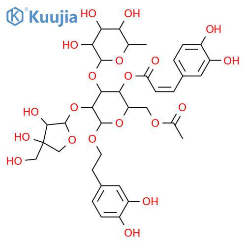 β-D-Glucopyranoside, 2-(3,4-dihydroxyphenyl)ethyl O-D-apio-β-D-furanosyl-(1→2)-O-[6-deoxy-α-L-mannopyranosyl-(1→3)]-, 6-acetate 4-[(2E)-3-(3,4-dihydroxyphenyl)-2-propenoate] structure