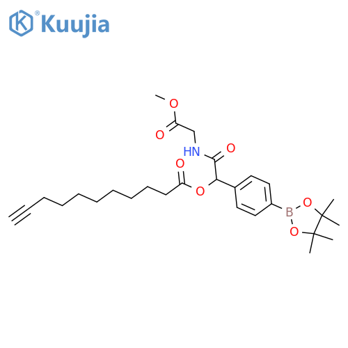10-Undecynoic acid, 2-[(2-methoxy-2-oxoethyl)amino]-2-oxo-1-[4-(4,4,5,5-tetramethyl-1,3,2-dioxaborolan-2-yl)phenyl]ethyl ester structure