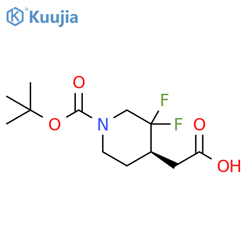 2-[(4R)-1-tert-butoxycarbonyl-3,3-difluoro-4-piperidyl]acetic acid structure
