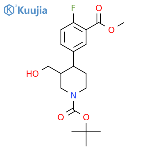 tert-Butyl(3S,4R)-4-4-fluoro-3-(methoxycarbonyl)phenyl-3-(hydroxymethyl)piperidine-1-carboxylate structure