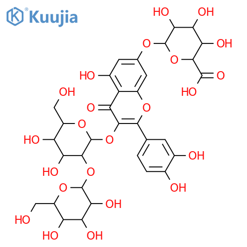 Quercetin 3,7-diglycosides; Triglycosides, 3-O-[β-D-Glucopyranosyl-(1→2)-β-D-galactopyranoside], 7-O-β-D-glucuronopyranoside structure