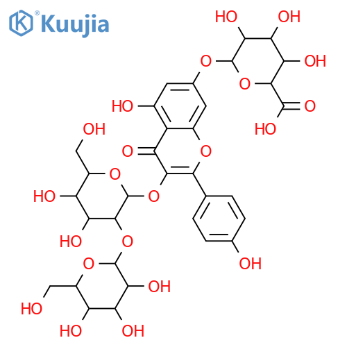 Kaempferol 3,7-diglycosides; Triglycosides, 3-O-[β-D-Glucopyranosyl-(1→2)-β-D-galactopyranoside], 7-O-β-D-glucuronopyranoside structure