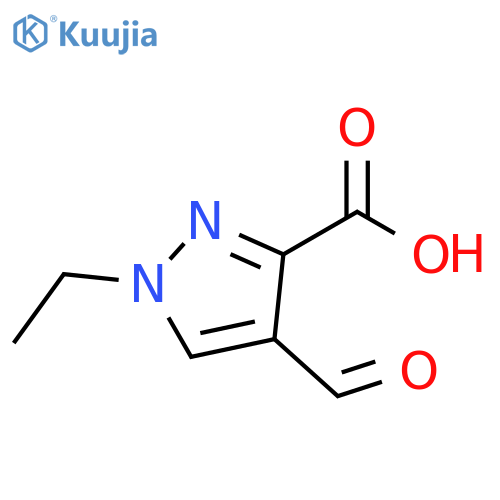 1-ethyl-4-formyl-1H-pyrazole-3-carboxylic acid structure