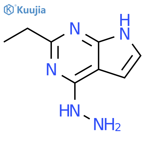 7H-Pyrrolo[2,3-d]pyrimidine, 2-ethyl-4-hydrazinyl- structure