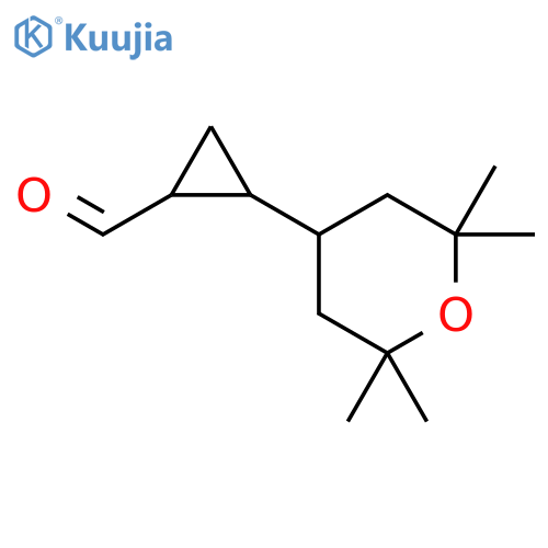 2-(2,2,6,6-tetramethyloxan-4-yl)cyclopropane-1-carbaldehyde structure