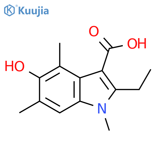 2-ethyl-5-hydroxy-1,4,6-trimethyl-1H-indole-3-carboxylic acid structure