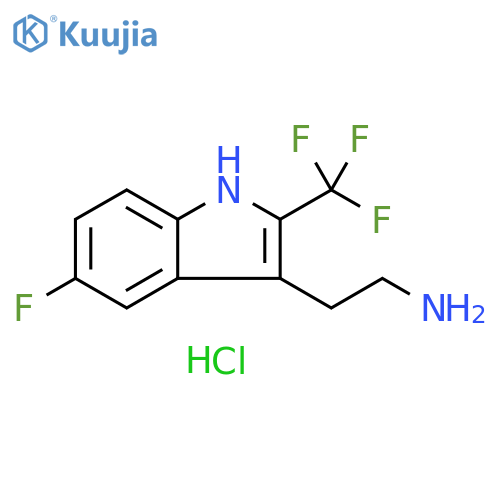 2-5-fluoro-2-(trifluoromethyl)-1H-indol-3-ylethan-1-amine hydrochloride structure