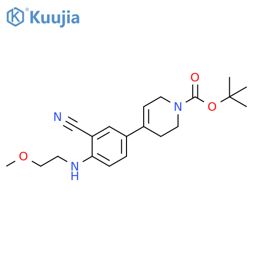 tert-butyl 4-{3-cyano-4-(2-methoxyethyl)aminophenyl}-1,2,3,6-tetrahydropyridine-1-carboxylate structure